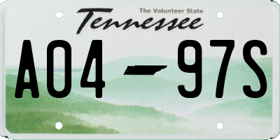 TN license plate A0497S