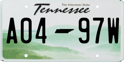 TN license plate A0497W