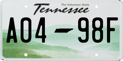 TN license plate A0498F
