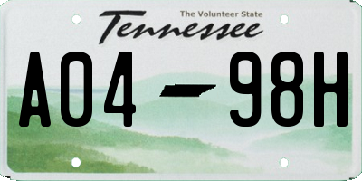 TN license plate A0498H