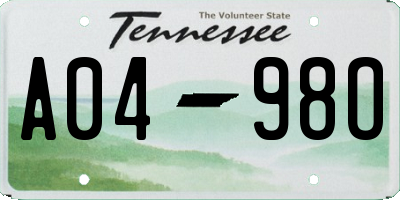 TN license plate A0498O