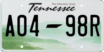 TN license plate A0498R