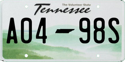 TN license plate A0498S