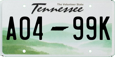 TN license plate A0499K