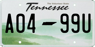 TN license plate A0499U