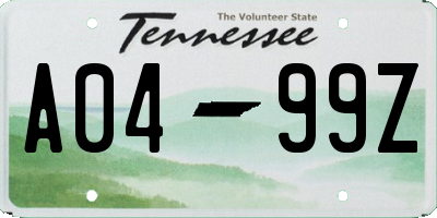 TN license plate A0499Z