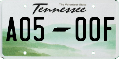 TN license plate A0500F