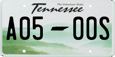 TN license plate A0500S