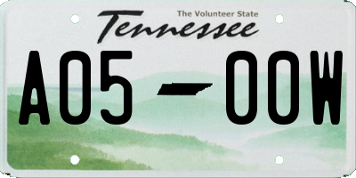 TN license plate A0500W