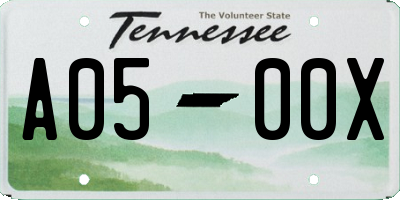 TN license plate A0500X