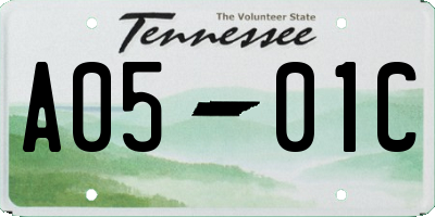 TN license plate A0501C