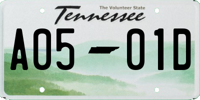 TN license plate A0501D