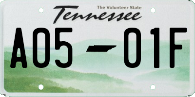 TN license plate A0501F