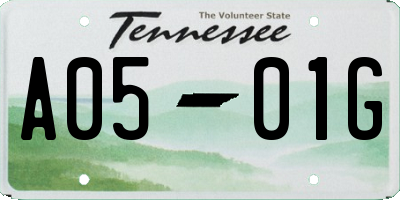 TN license plate A0501G