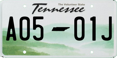 TN license plate A0501J