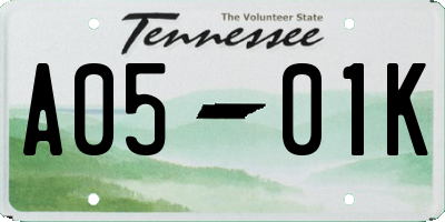 TN license plate A0501K