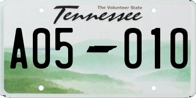 TN license plate A0501O