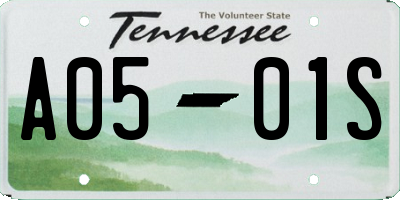 TN license plate A0501S