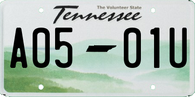 TN license plate A0501U
