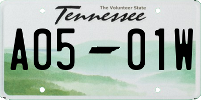 TN license plate A0501W