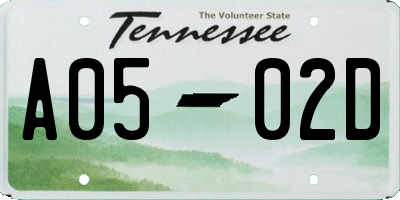 TN license plate A0502D