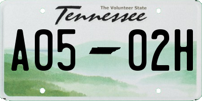 TN license plate A0502H