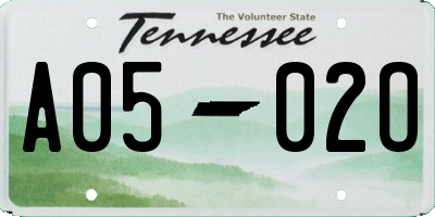 TN license plate A0502O