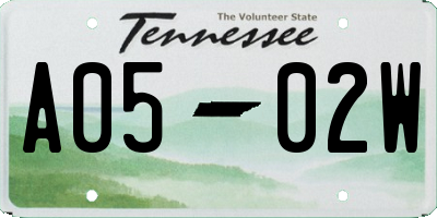 TN license plate A0502W