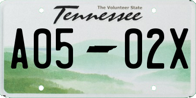 TN license plate A0502X