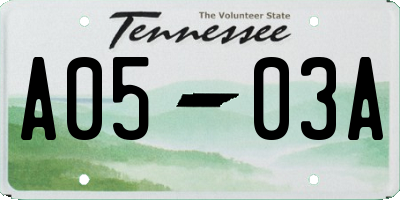 TN license plate A0503A