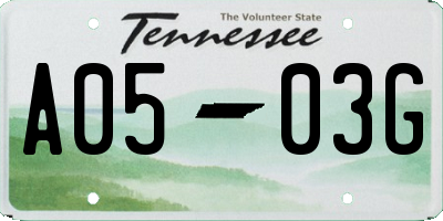 TN license plate A0503G