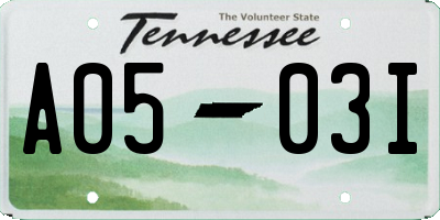 TN license plate A0503I