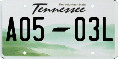 TN license plate A0503L