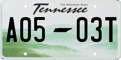 TN license plate A0503T