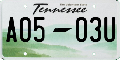 TN license plate A0503U