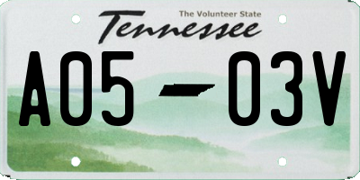 TN license plate A0503V