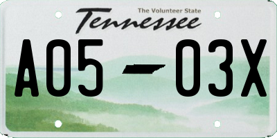 TN license plate A0503X