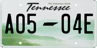 TN license plate A0504E