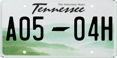 TN license plate A0504H