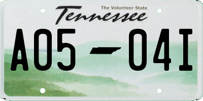 TN license plate A0504I