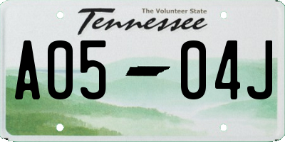 TN license plate A0504J