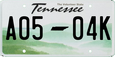 TN license plate A0504K