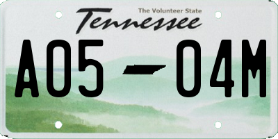 TN license plate A0504M