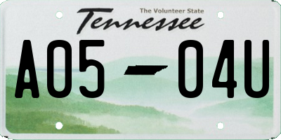 TN license plate A0504U