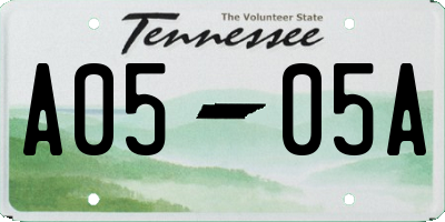 TN license plate A0505A