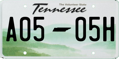 TN license plate A0505H