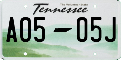 TN license plate A0505J