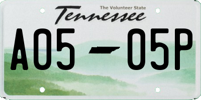 TN license plate A0505P