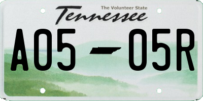 TN license plate A0505R