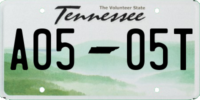 TN license plate A0505T